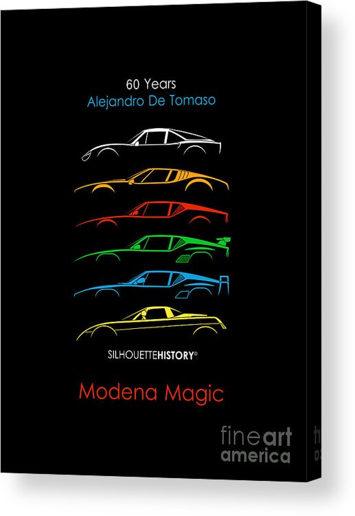 Sports Car Acrylic Print featuring the digital art Alejandro's Sports Car 60 SilhouetteHistory by Gabor Vida