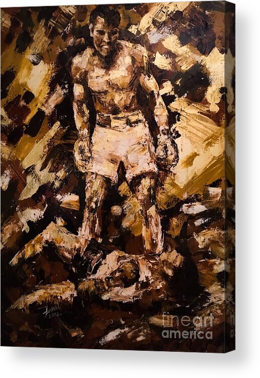 Boxing Acrylic Print featuring the painting Ali - The greatest by Karen Ferrand Carroll