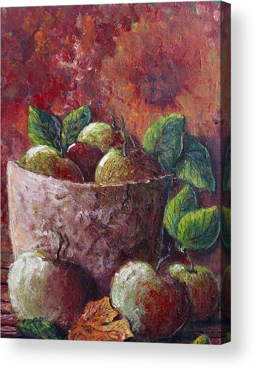 Still Life Acrylic Print featuring the painting Apple picking time by Megan Walsh