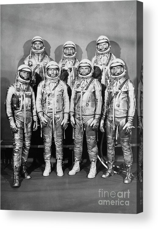 People Acrylic Print featuring the photograph Astronaut Members Of Project Mercury by Bettmann