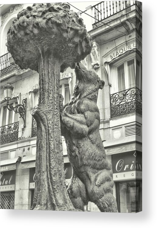 1212 Acrylic Print featuring the photograph Bear And The Strawberry Tree Statue by JAMART Photography