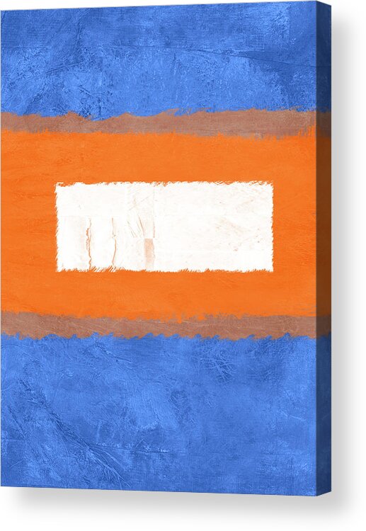 Abstract Acrylic Print featuring the painting Blue and Orange Abstract Theme I by Naxart Studio