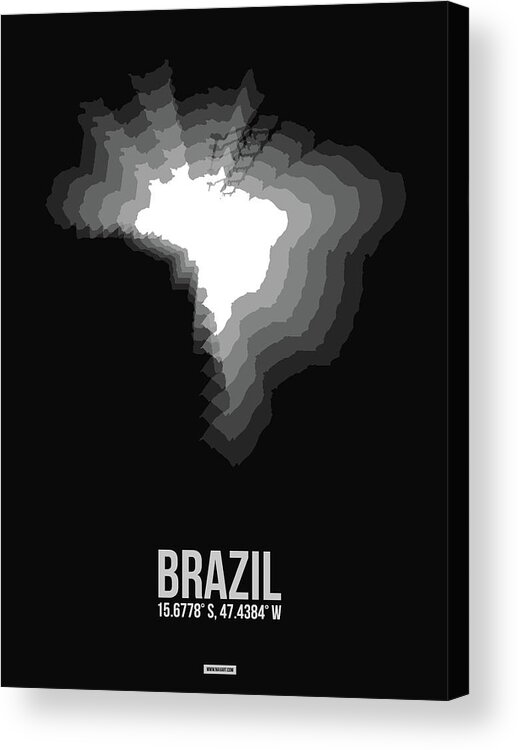 Map Of Brazil Acrylic Print featuring the digital art Brazil Radiant Map 4 by Naxart Studio