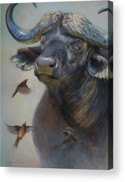 Bugged Boss Acrylic Print featuring the painting Bugged Boss by James Corwin Fine Art