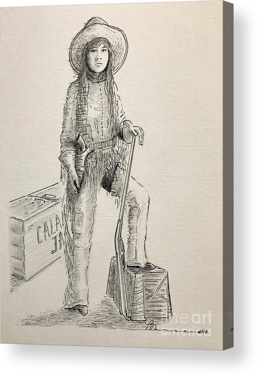 Calamity Jane Acrylic Print featuring the drawing Calamity Jane by Barbara Chase