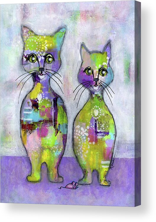 Cat Acrylic Print featuring the painting Cat Family Portrait 2 by Karren Case