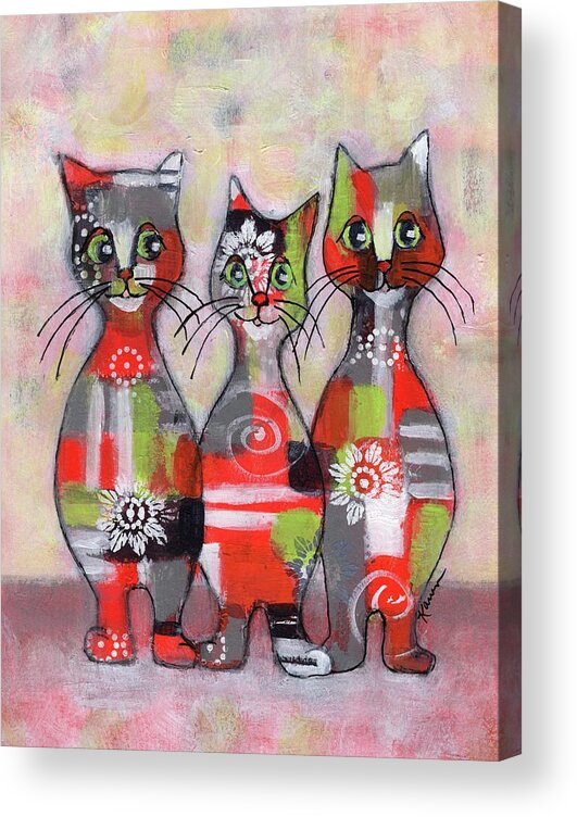 Cat Acrylic Print featuring the painting Cat Family Portrait 4 by Karren Case