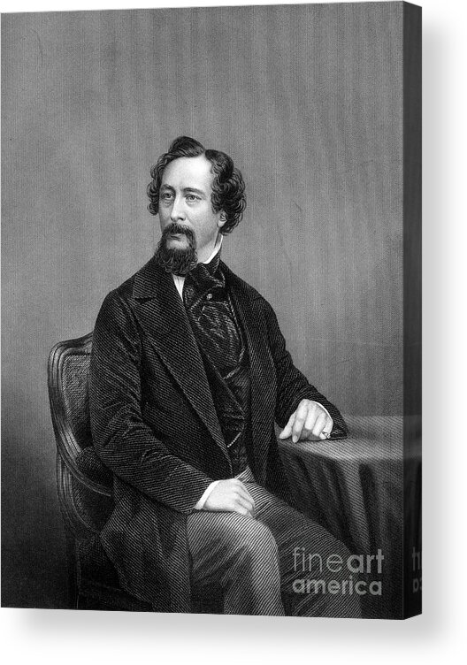 Engraving Acrylic Print featuring the drawing Charles Dickens, English Novelist, 19th by Print Collector