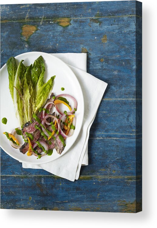 Napkin Acrylic Print featuring the photograph Chimichurri Grilled Steak Salad by Carin Krasner