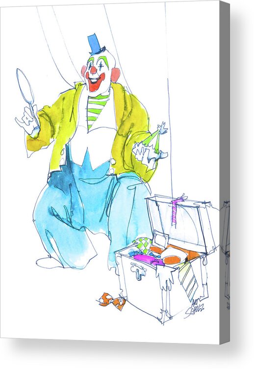 Clown Figure. Acrylic Print featuring the painting Clown Trunk by Art Scholz