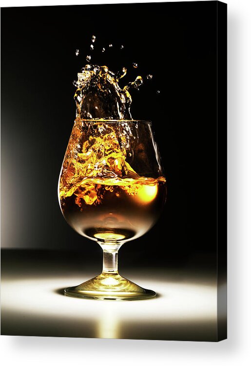 Brandy Snifter Acrylic Print featuring the photograph Cognac Splash by Henrik Weis
