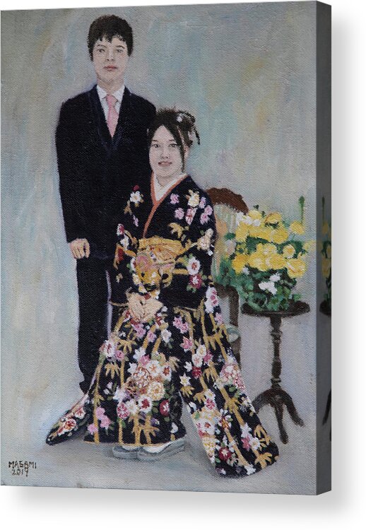 Japan Acrylic Print featuring the painting Coming of Age Day Portrait by Masami IIDA