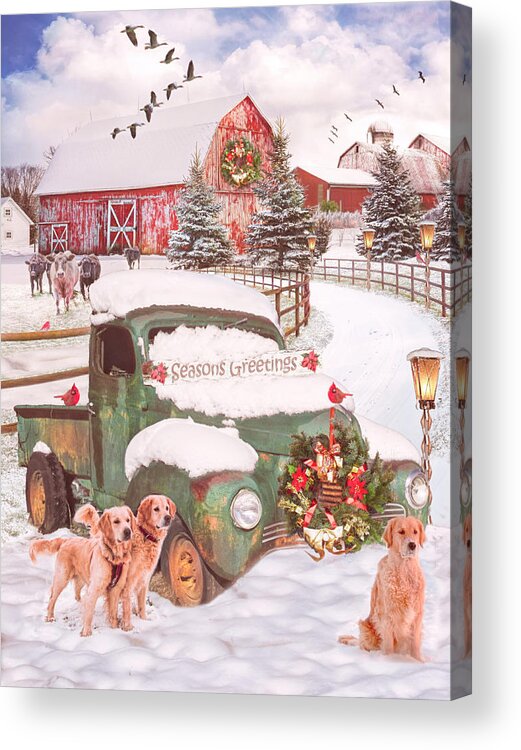 1949 Acrylic Print featuring the digital art Country Seasons Greetings by Debra and Dave Vanderlaan