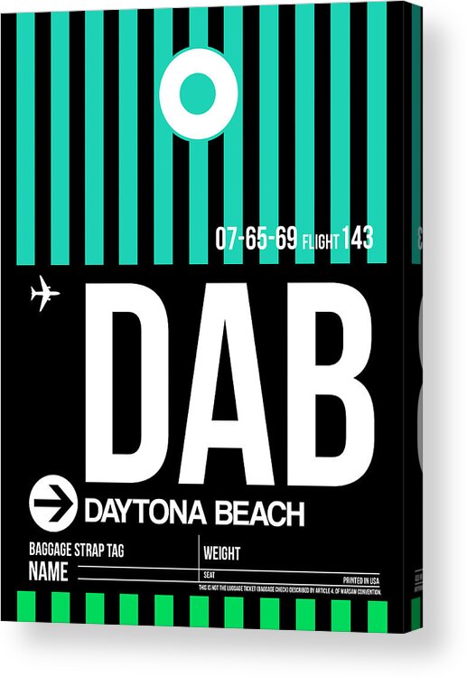 Daytona Beach Acrylic Print featuring the photograph DAB Daytona Beach Luggage Tag II by Naxart Studio