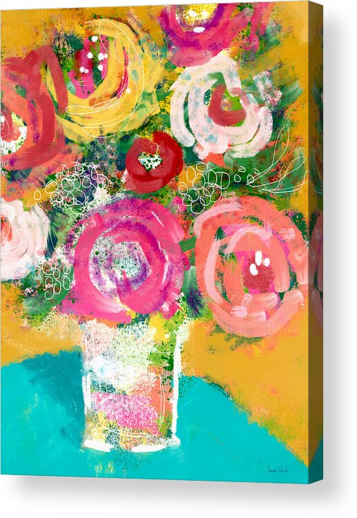 Flowers Acrylic Print featuring the mixed media Delightful Bouquet 4- Art by Linda Woods by Linda Woods