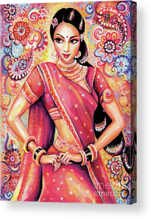 Indian Dancer Acrylic Print featuring the painting Devika Dance by Eva Campbell