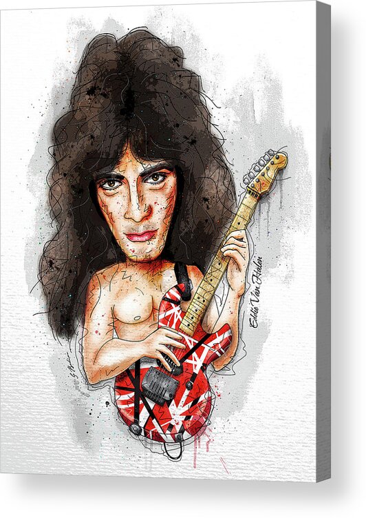 Guitar Acrylic Print featuring the digital art Eddie Van Halen by Gary Bodnar