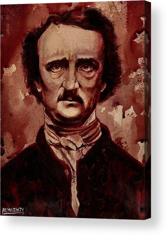 Ryanalmighty Acrylic Print featuring the painting EDGAR ALLAN POE dry blood by Ryan Almighty