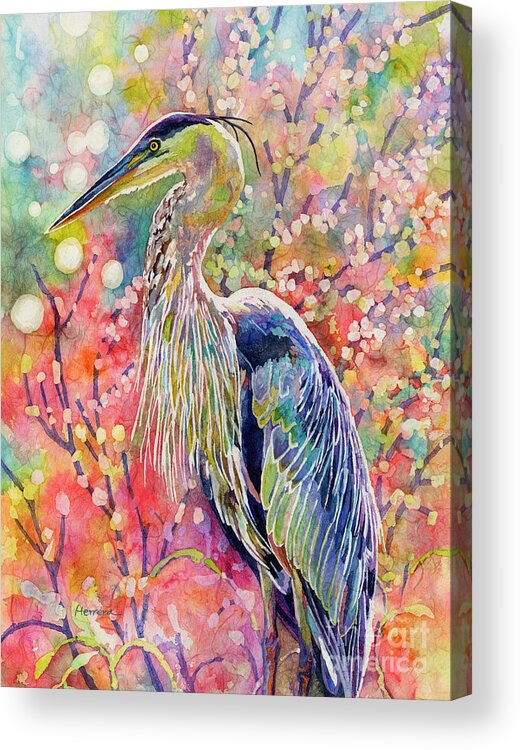 Heron Acrylic Print featuring the painting Elegant Repose by Hailey E Herrera