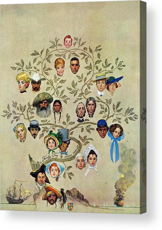 Families Acrylic Print featuring the painting family Tree by Norman Rockwell