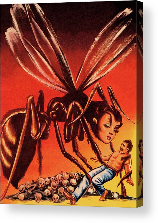 Abduction Acrylic Print featuring the drawing Female Hornet and Man by CSA Images