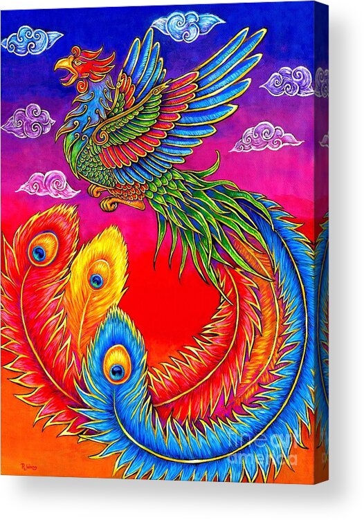 Chinese Phoenix Acrylic Print featuring the painting Fenghuang Chinese Phoenix by Rebecca Wang