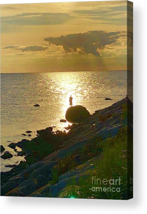 The Knob Acrylic Print featuring the photograph Fisherman at the Knob by Jacqui Hawk