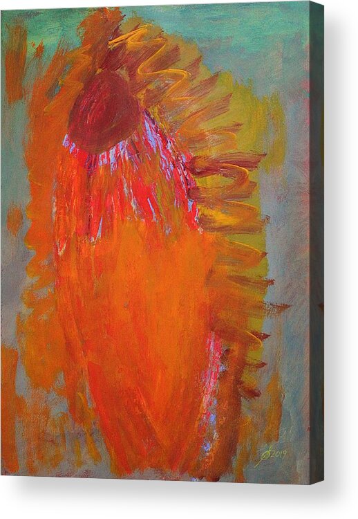Flower Acrylic Print featuring the painting Flower Spirit original painting by Sol Luckman