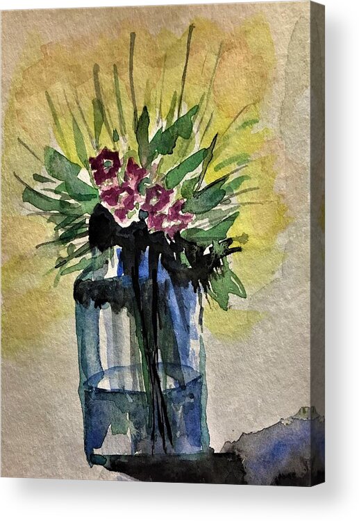 Flowers Acrylic Print featuring the painting Flowers In Vase by Julie Wittwer