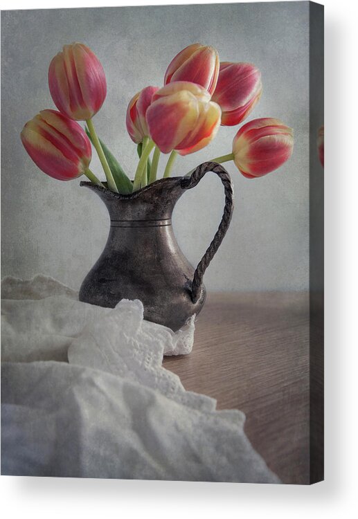 Flower Acrylic Print featuring the photograph Fresh red tulips by Jaroslaw Blaminsky