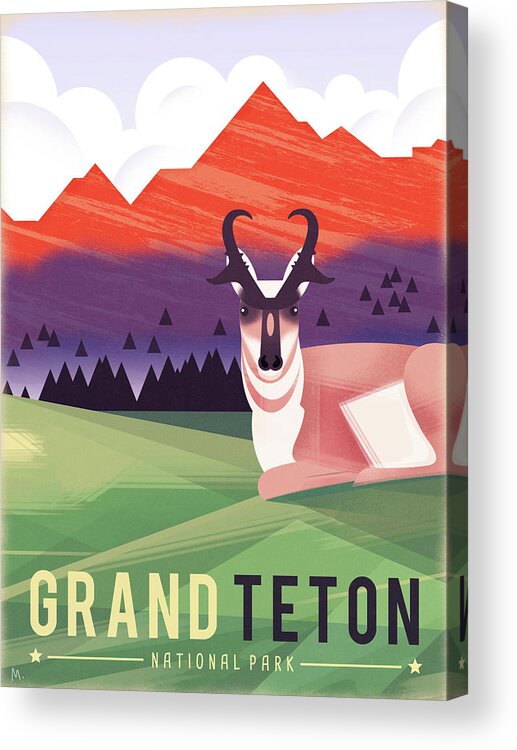 Grand Teton Acrylic Print featuring the digital art Grand Teton by Martin Wickstrom