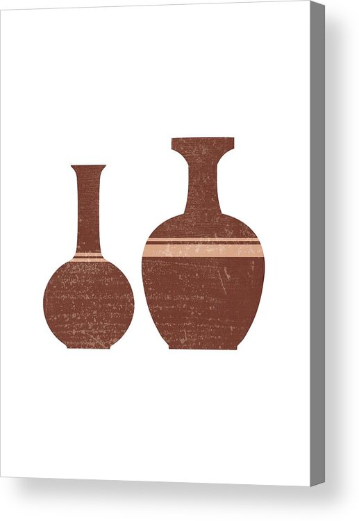 Abstract Acrylic Print featuring the mixed media Greek Pottery 32 - Hydria - Terracotta Series - Modern, Contemporary, Minimal Abstract - Burnt Umber by Studio Grafiikka
