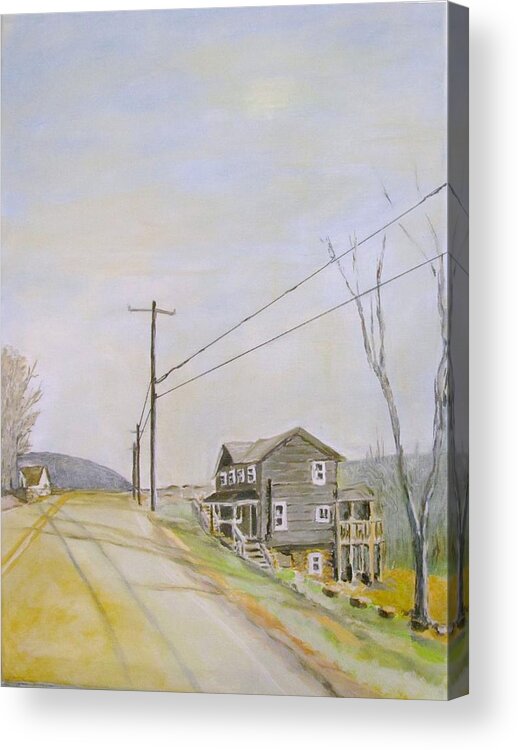 Landscape Acrylic Print featuring the painting Grey House on Benezette Road by Rosita Pisarchick