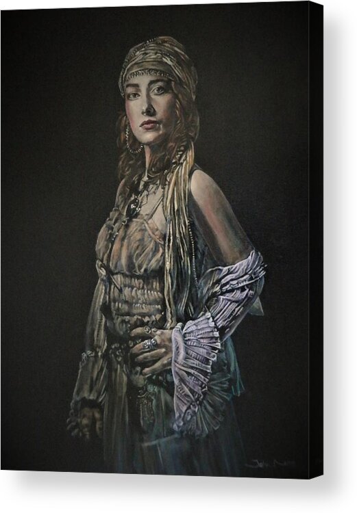 Gypsy Acrylic Print featuring the painting Gypsy Woman by John Neeve