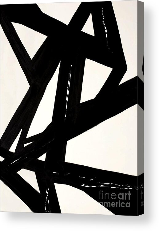 Abstract Acrylic Print featuring the painting Highway Intersection - black and white abstract by Vesna Antic