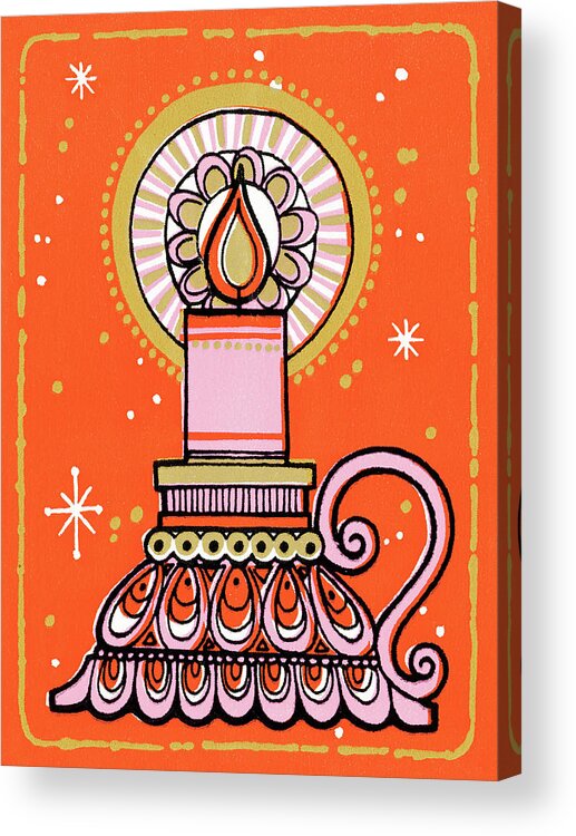 Burn Acrylic Print featuring the drawing Holiday candle by CSA Images