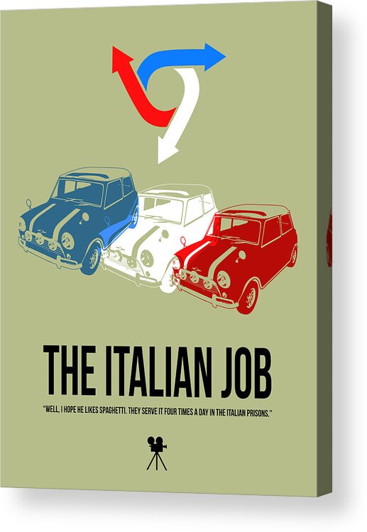 The Italian Job Acrylic Print featuring the digital art I Hope He Likes Spaghetti by Naxart Studio