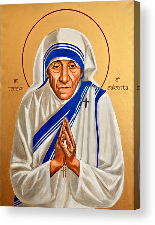 Saint Teresa Acrylic Print featuring the painting Icon of St Teresa of Calcutta by Brian Nicholas Tsai