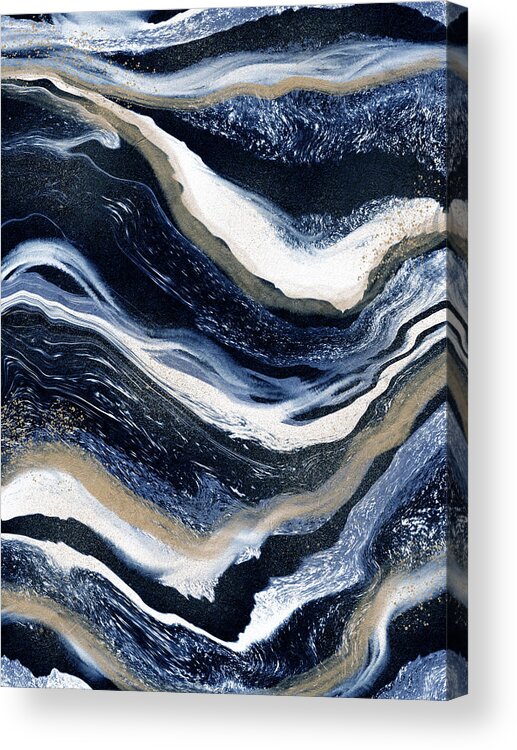 Abstract Acrylic Print featuring the mixed media Indigo Flow- Art by Linda Woods by Linda Woods