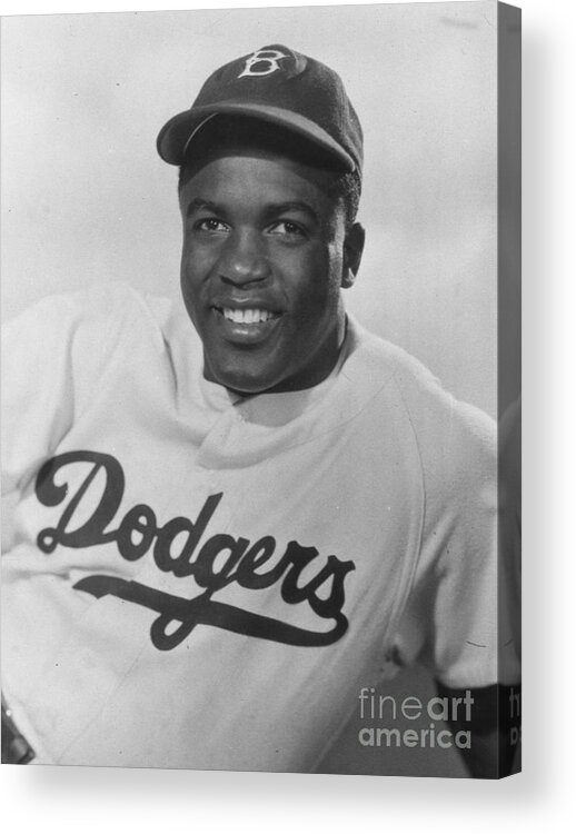 People Acrylic Print featuring the photograph Jackie Robinson Happy Portrait 1949 by Transcendental Graphics