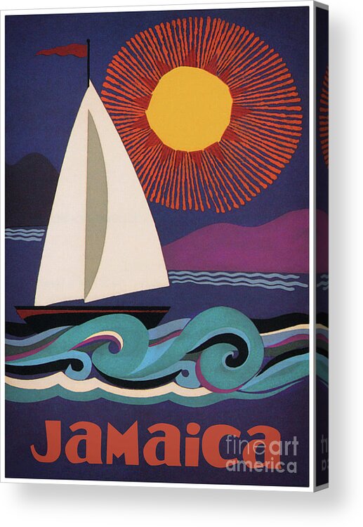 Jamaica Acrylic Print featuring the painting Jamaica Vintage Travel Poster by Mindy Sommers