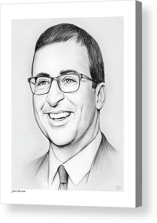 Drawing Acrylic Print featuring the drawing John Oliver by Greg Joens