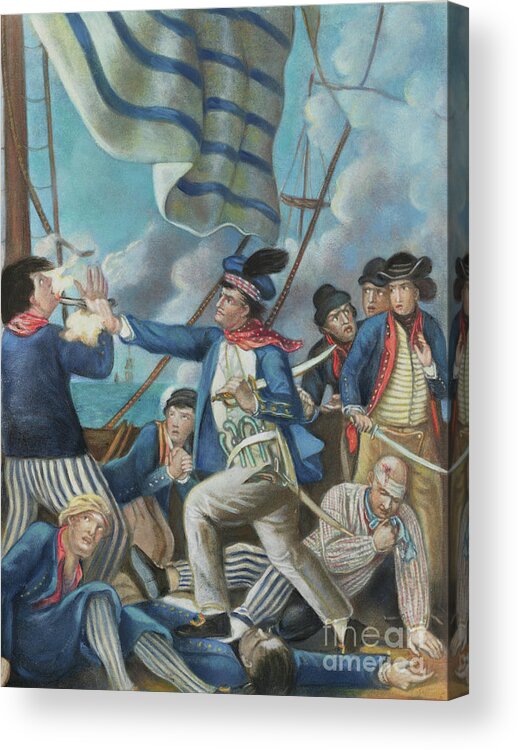Art Acrylic Print featuring the photograph John Paul Jones Slaying Sailor On Board by Bettmann