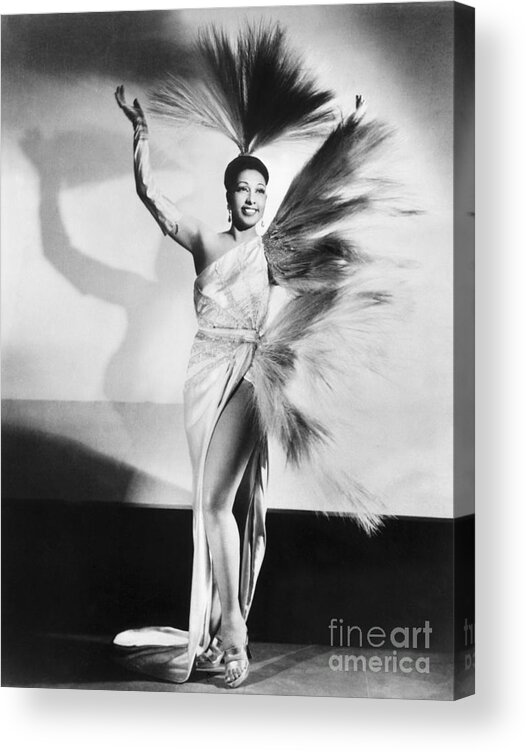 People Acrylic Print featuring the photograph Josephine Baker In Feathered Gown by Bettmann