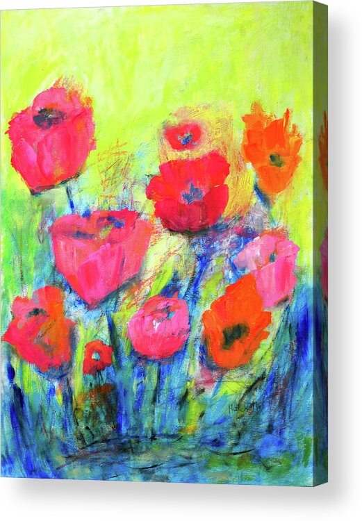 Halehfloral Acrylic Print featuring the painting Joy Of Spring by Haleh Mahbod