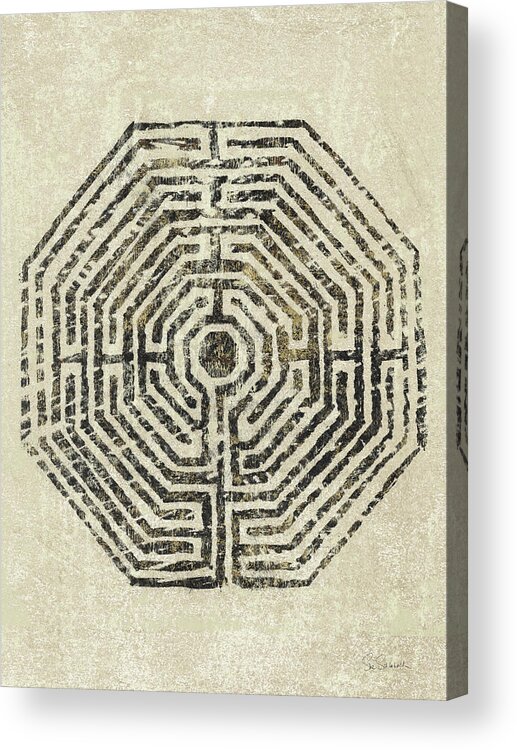 Black Acrylic Print featuring the mixed media Labyrinth Vertical by Sue Schlabach