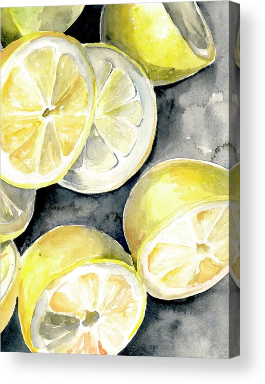 Lemon Acrylic Print featuring the painting Lemon Slices II by Jennifer Paxton Parker