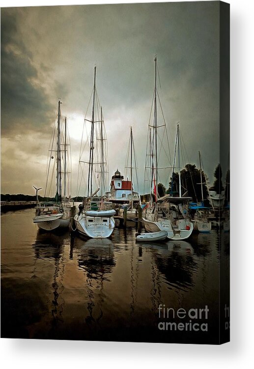 Edenton North Carolina Acrylic Print featuring the photograph Light in the storm - Edenton Bay by Janine Riley