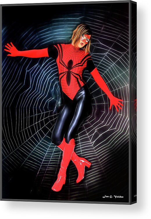 Spider Acrylic Print featuring the photograph Lost In The Web by Jon Volden