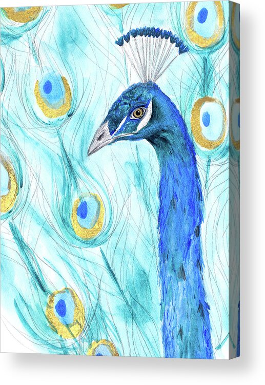 Majestic Acrylic Print featuring the digital art Majestic Peacock by Sd Graphics Studio